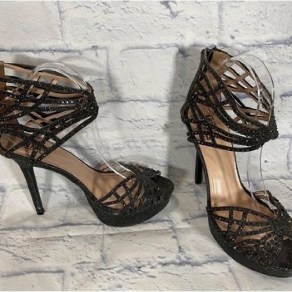 Mix No. sparkly black heels size 10. New, 5” heel, zipper in back